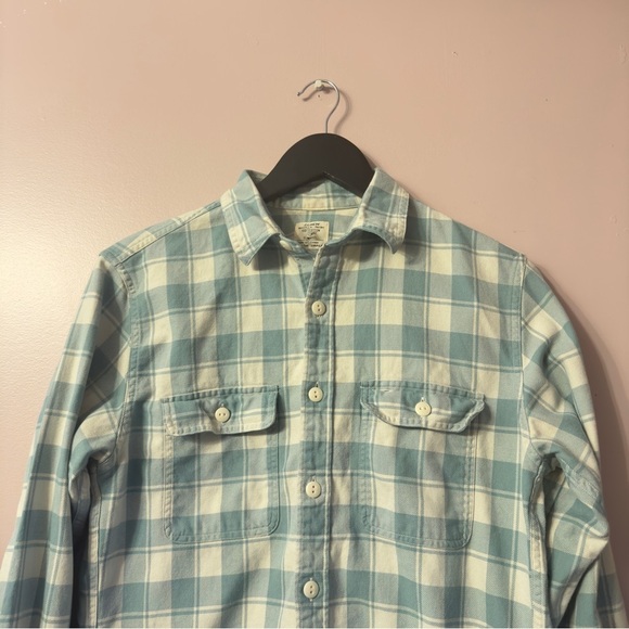 J.Crew Flannel Shirt Checks Light Mint Men Size S - Picture 2 of 7